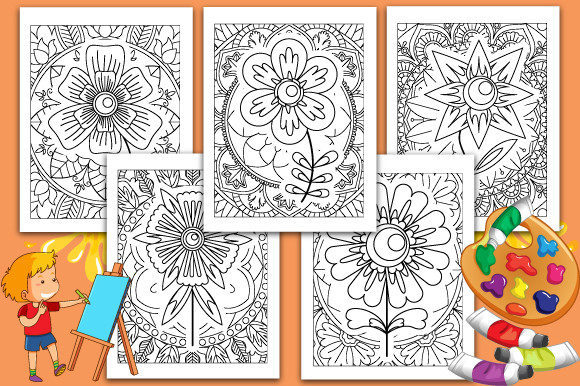 Flower Coloring Book Pages for Adults