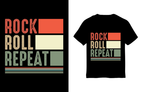 Music T-Shirt Design, Rock Roll Repeat: A Versatile Graphic for Your Creative Projects